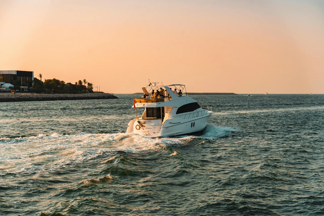 A private ship at sunset